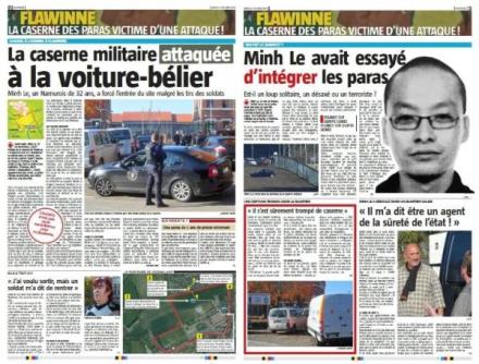 Flawinne Minh Le Van namur attaque terrorisme caserne belgique journaux