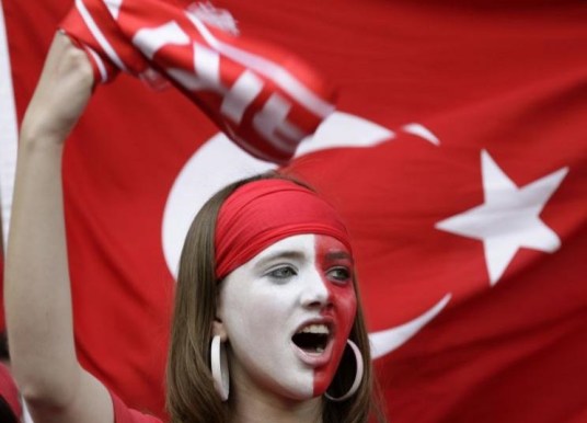 Turkey fan waits before their Euro 2008 soccer match against Switzerland in Basel