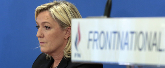Leader of the French far-right National Front (FN) party, Marine Le Pen speaks during a press conference focused on regional elections in Nanterre, outside Paris, on February 17, 2015. AFP PHOTO / JACQUES DEMARTHON