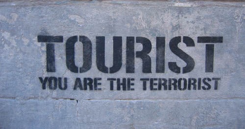 tourist you are the terrorist touristes dehors go home majorque espagne