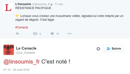 L'Insoumis chretien femme voilée extreme droite